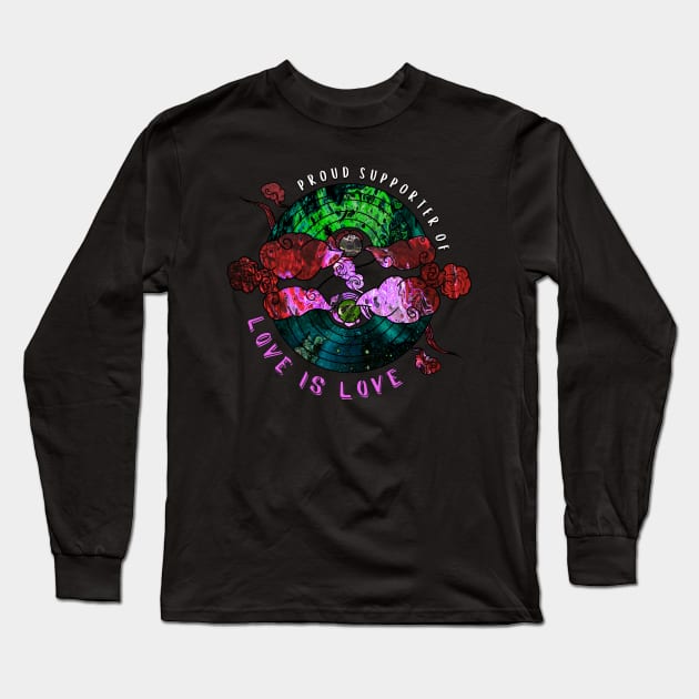 Proud Supporter of Love is Love Rainbows - Space Green & Red Long Sleeve T-Shirt by v_art9